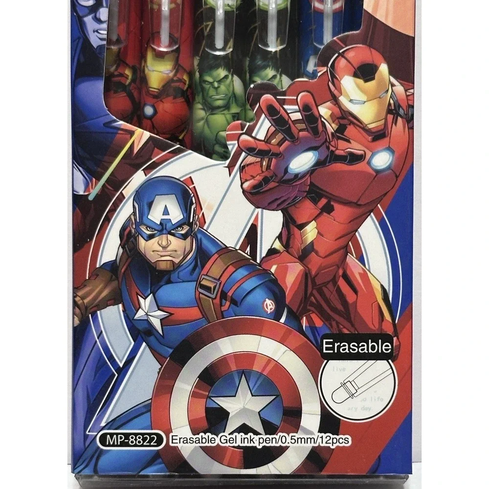 Marvel Avengers Age of Ultron 12 Erasable gel ink pens with .5 mm fine point